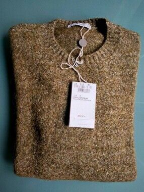 Kangra Cashmere Olive Heather Crewneck Sweater In ALPACA